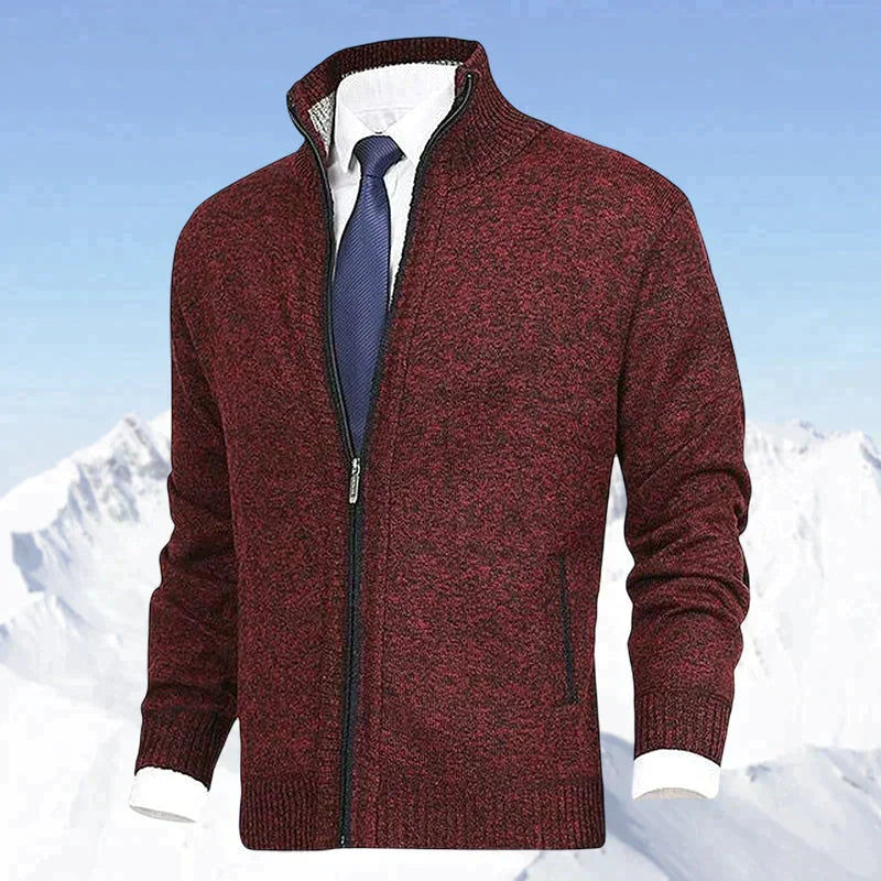 Hombre Cárdigan de Punto con Cremallera | Cuello Alzado & Bolsillos Laterales | Otoño e Invierno