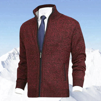Hombre Cárdigan de Punto con Cremallera | Cuello Alzado & Bolsillos Laterales | Otoño e Invierno