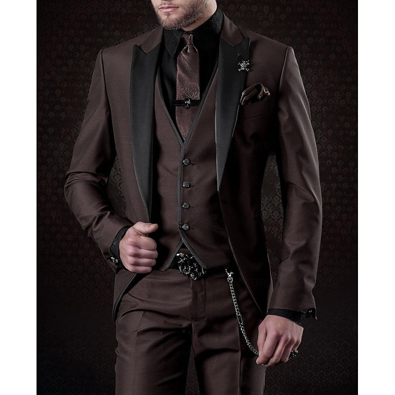 Hombre Traje Elegante de Tres Piezas | Chaqueta con Chaleco & Pantalón a Juego | Fiesta y Noche
