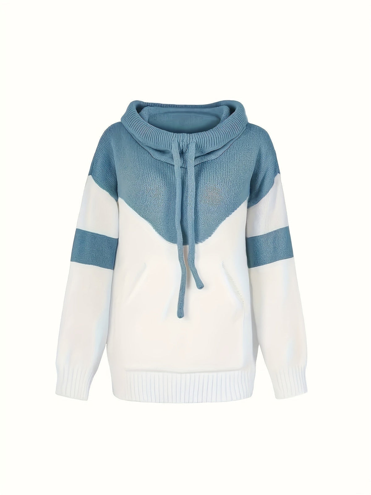 Mujer Sudadera con Capucha de Punto | Colorblock & Cordón Ajustable | Uso Diario