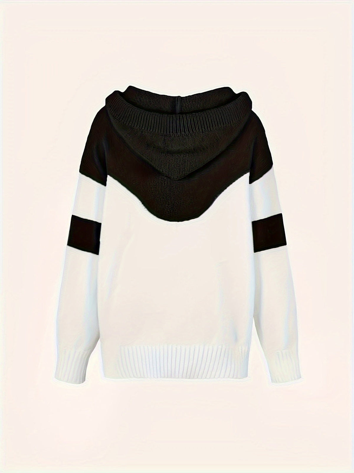 Mujer Sudadera con Capucha de Punto | Colorblock & Cordón Ajustable | Uso Diario