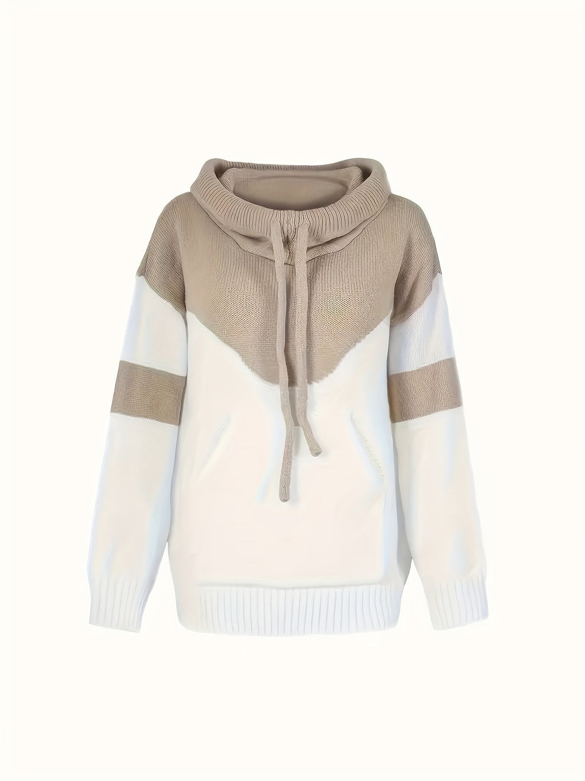 Mujer Sudadera con Capucha de Punto | Colorblock & Cordón Ajustable | Uso Diario