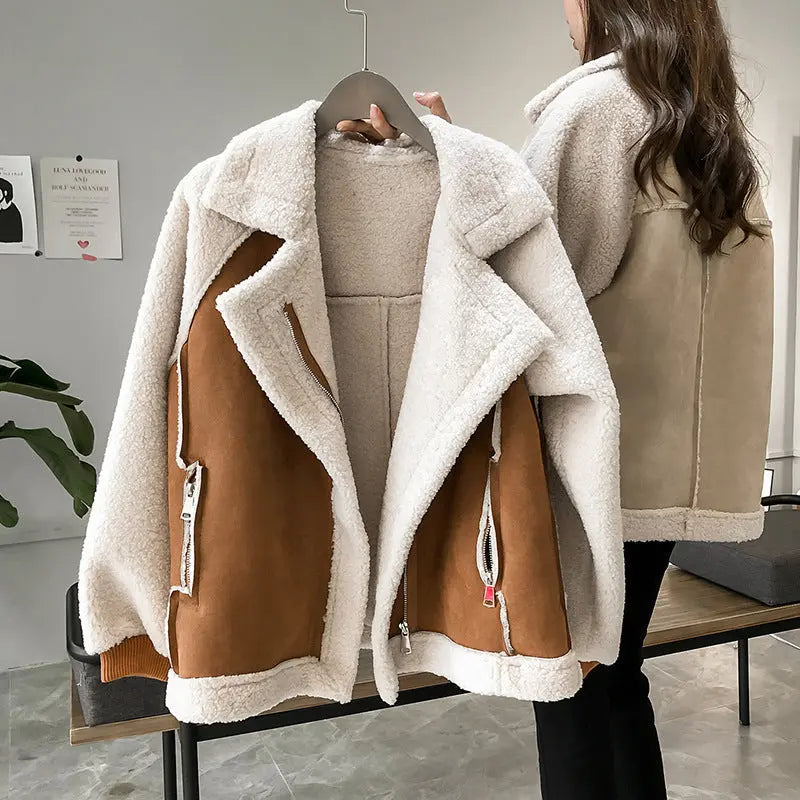 Mujer Chaqueta de Borreguito Sintético | Forro Polar & Cierre de Cremallera | Otoño e Invierno