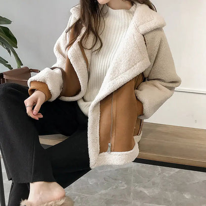 Mujer Chaqueta de Borreguito Sintético | Forro Polar & Cierre de Cremallera | Otoño e Invierno
