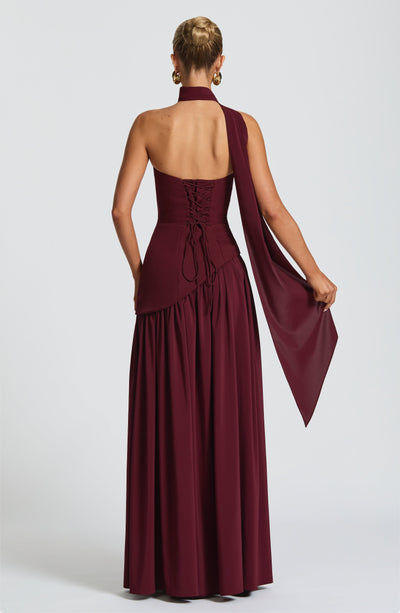 Vestido maxi sin mangas para mujer | Corte asimétrico con abertura lateral
