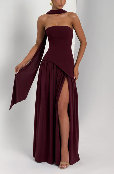 Vestido maxi sin mangas para mujer | Corte asimétrico con abertura lateral