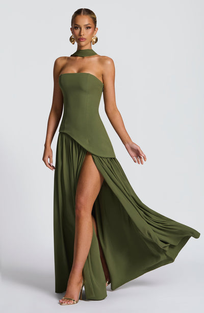 Vestido maxi sin mangas para mujer | Corte asimétrico con abertura lateral