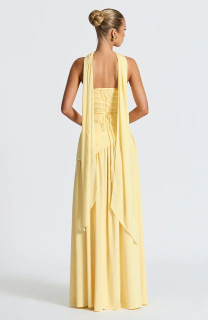 Vestido maxi sin mangas para mujer | Corte asimétrico con abertura lateral