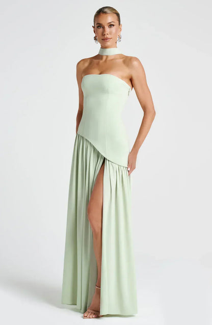 Vestido maxi sin mangas para mujer | Corte asimétrico con abertura lateral