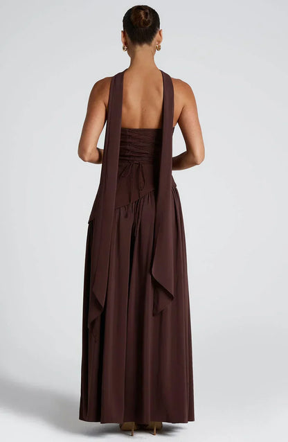 Vestido maxi sin mangas para mujer | Corte asimétrico con abertura lateral