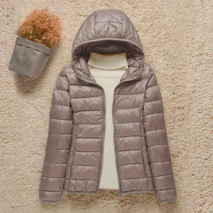 Mujer Plumífero Acolchado con Capucha | Cierre de Cremallera & Plegable | Otoño e Invierno