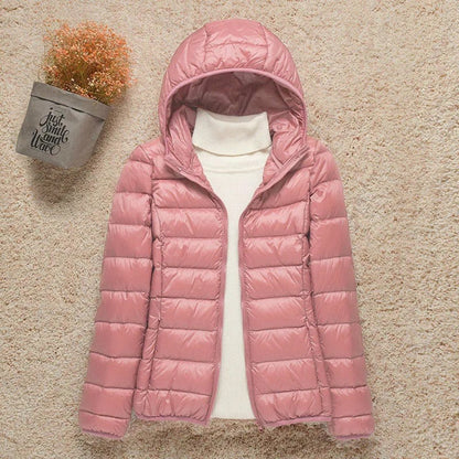 Mujer Plumífero Acolchado con Capucha | Cierre de Cremallera & Plegable | Otoño e Invierno