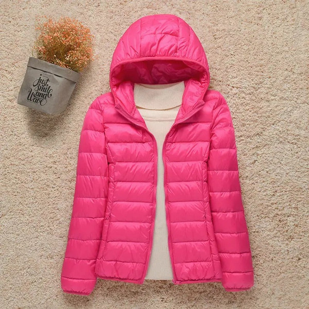 Mujer Plumífero Acolchado con Capucha | Cierre de Cremallera & Plegable | Otoño e Invierno
