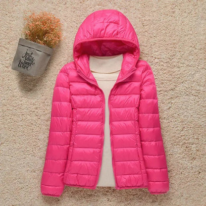 Mujer Plumífero Acolchado con Capucha | Cierre de Cremallera & Plegable | Otoño e Invierno
