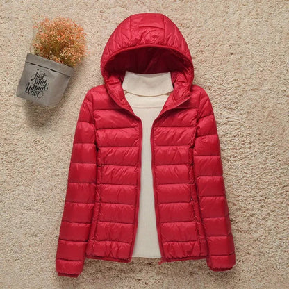 Mujer Plumífero Acolchado con Capucha | Cierre de Cremallera & Plegable | Otoño e Invierno