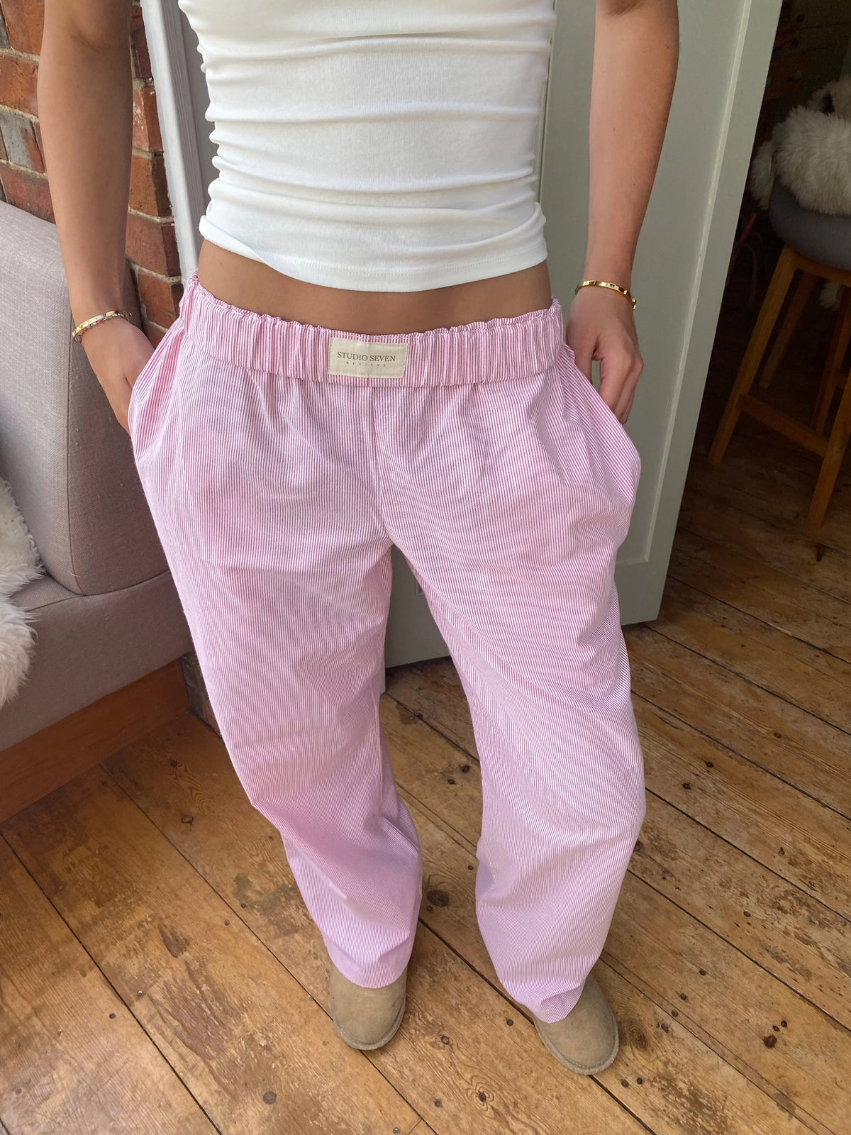 Mujer Pantalón Holgado de Estar por Casa | Cintura Ajustable & Bolsillos Prácticos | Uso Diario