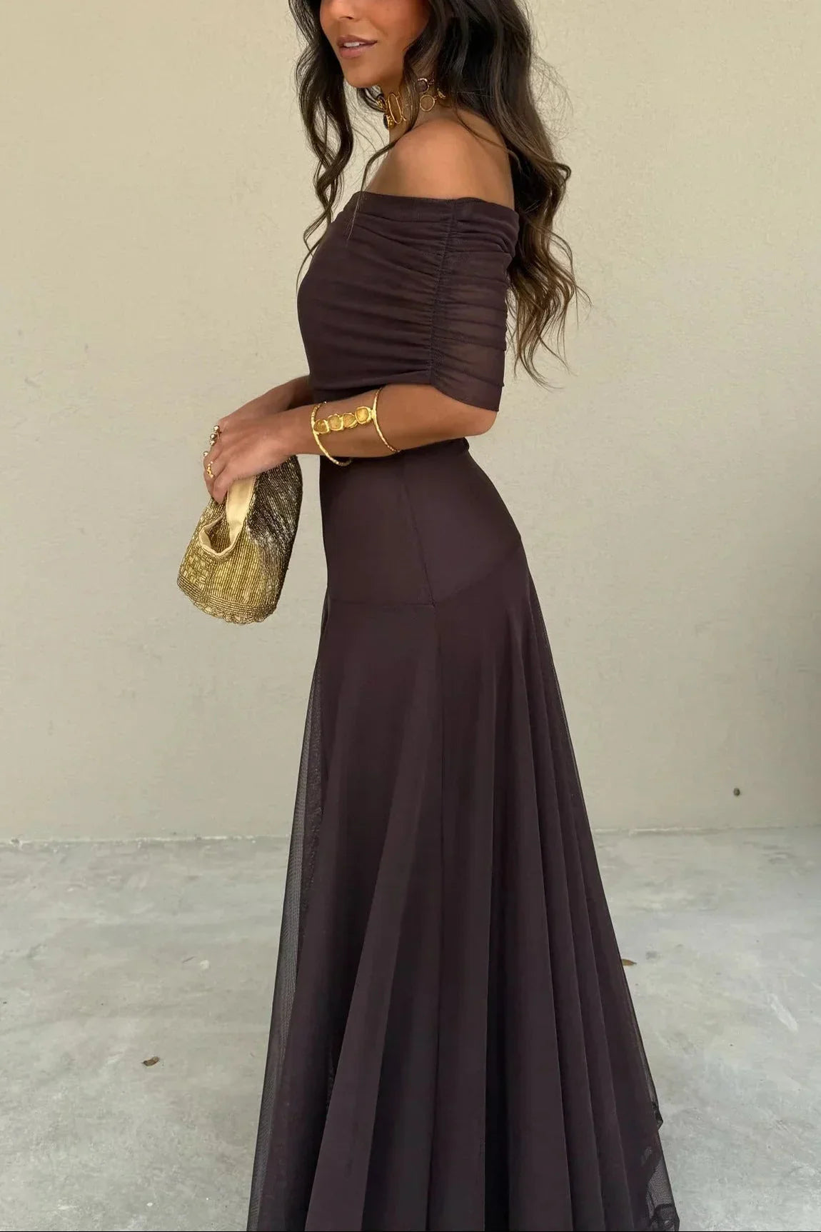 Vestido largo plisado de un hombro para mujer | Diseño fluido de verano