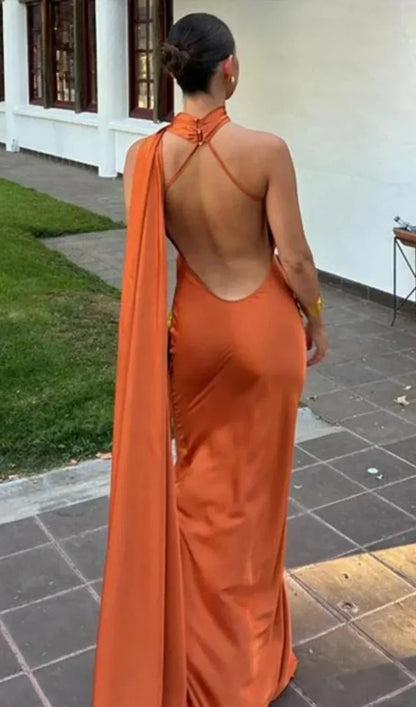 Vestido largo drapeado de un solo hombro para mujer | Maxi elegante