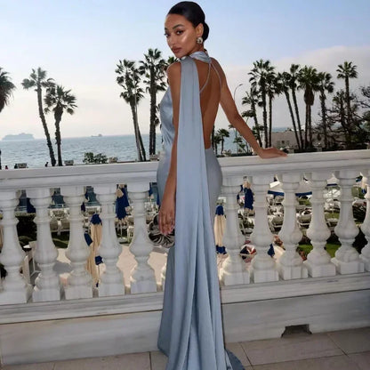 Vestido largo drapeado de un solo hombro para mujer | Maxi elegante