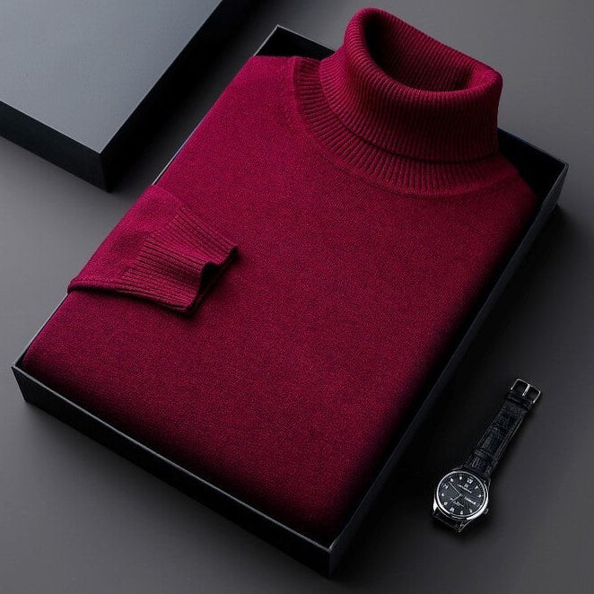 Hombre Jersey de Cuello Alto | Tejido Elástico & Corte Regular | Uso Diario
