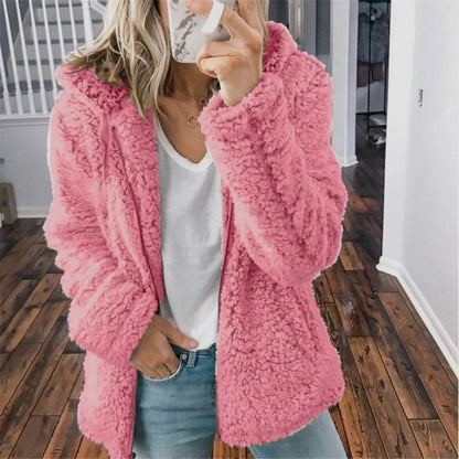 Mujer Chaqueta Polar con Capucha | Cierre de Cremallera & Corte Holgado | Casual y Diario