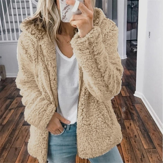 Mujer Chaqueta Polar con Capucha | Cierre de Cremallera & Corte Holgado | Casual y Diario