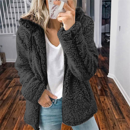 Mujer Chaqueta Polar con Capucha | Cierre de Cremallera & Corte Holgado | Casual y Diario