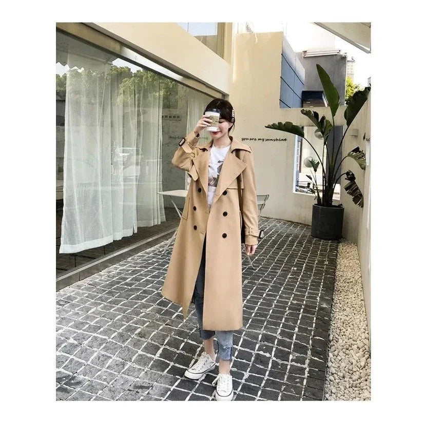 Mujer Gabardina Larga | Doble Botonadura & Forro Estampado | Invierno
