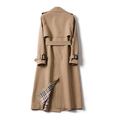 Mujer Gabardina Larga | Doble Botonadura & Forro Estampado | Invierno