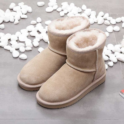 Mujer Botas de Nieve al Tobillo | Cuero Auténtico & Forro Cálido | Otoño e Invierno