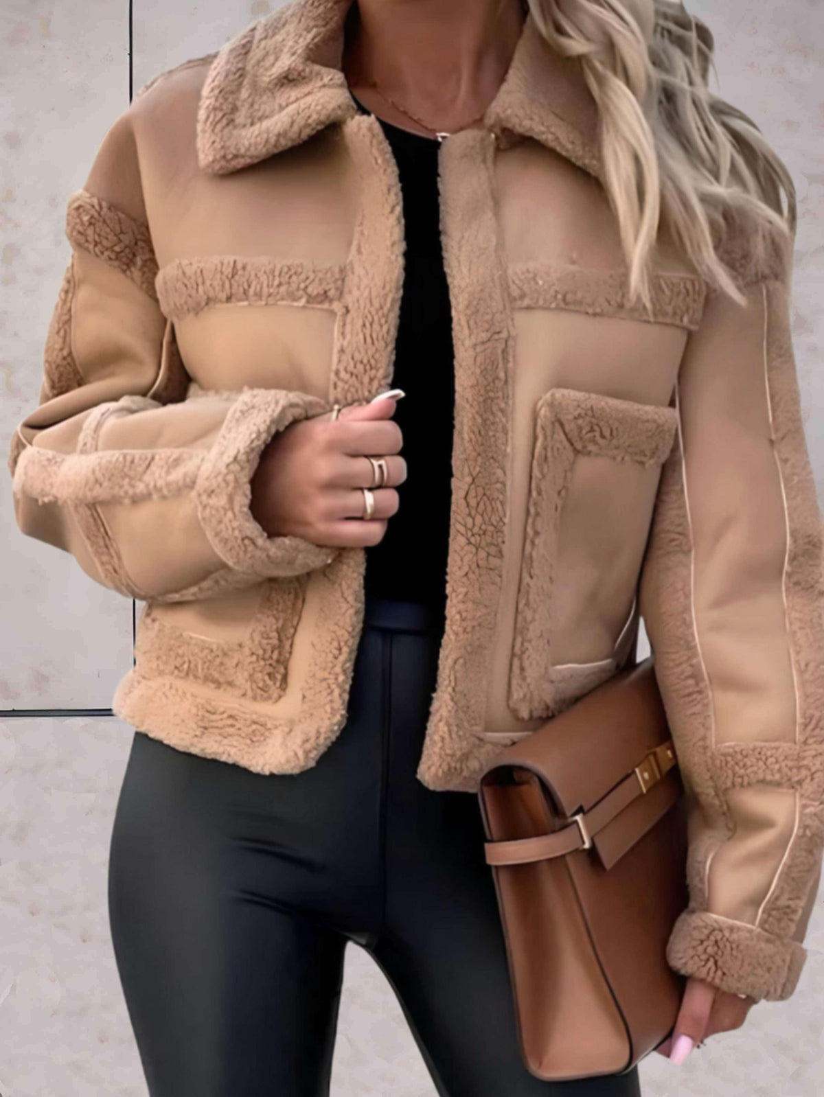 Mujer Cazadora Aviador | Ribete de Borrego Sintético & Cuello de Solapa | Otoño e Invierno