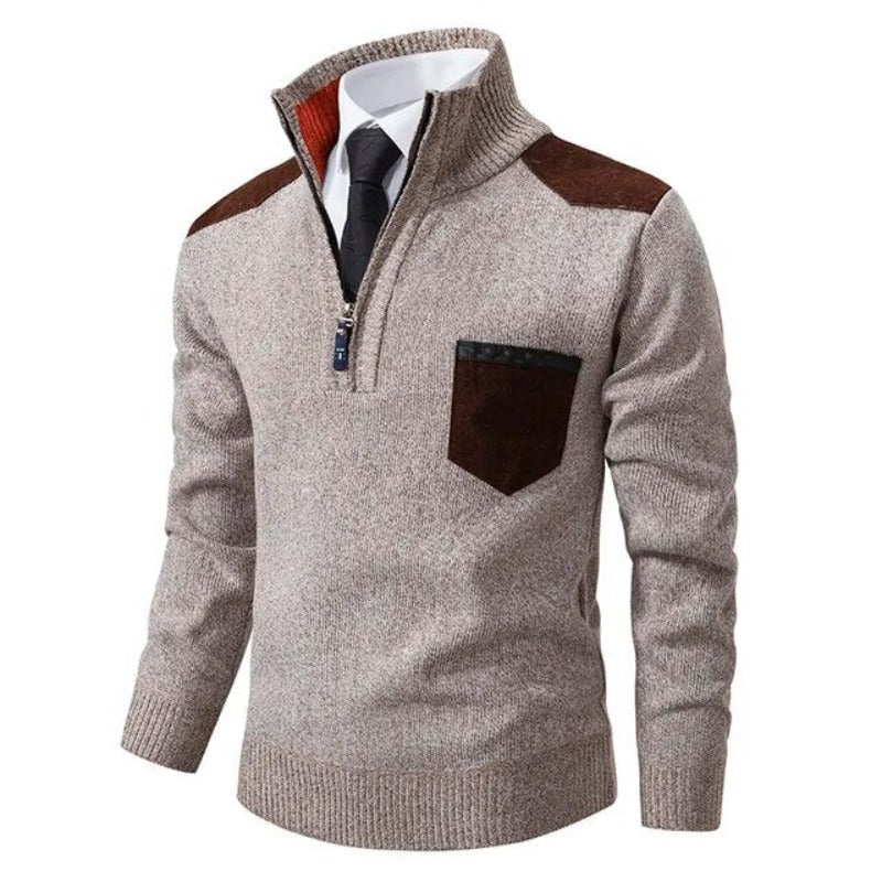 Hombre Jersey con Cuello Alzado | Bolsillo en Pecho & Corte Cómodo | Otoño e Invierno