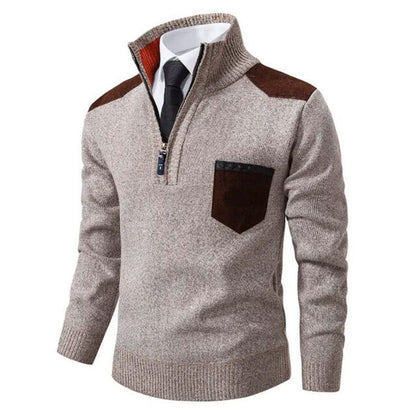 Hombre Jersey con Cuello Alzado | Bolsillo en Pecho & Corte Cómodo | Otoño e Invierno