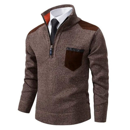 Hombre Jersey con Cuello Alzado | Bolsillo en Pecho & Corte Cómodo | Otoño e Invierno