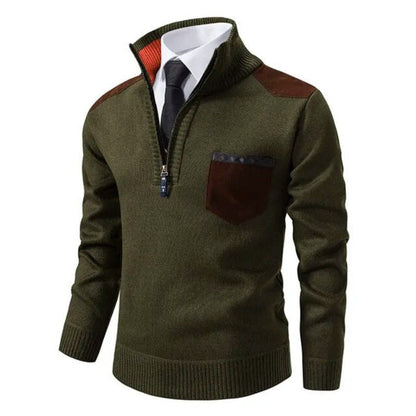 Hombre Jersey con Cuello Alzado | Bolsillo en Pecho & Corte Cómodo | Otoño e Invierno