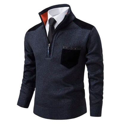 Hombre Jersey con Cuello Alzado | Bolsillo en Pecho & Corte Cómodo | Otoño e Invierno