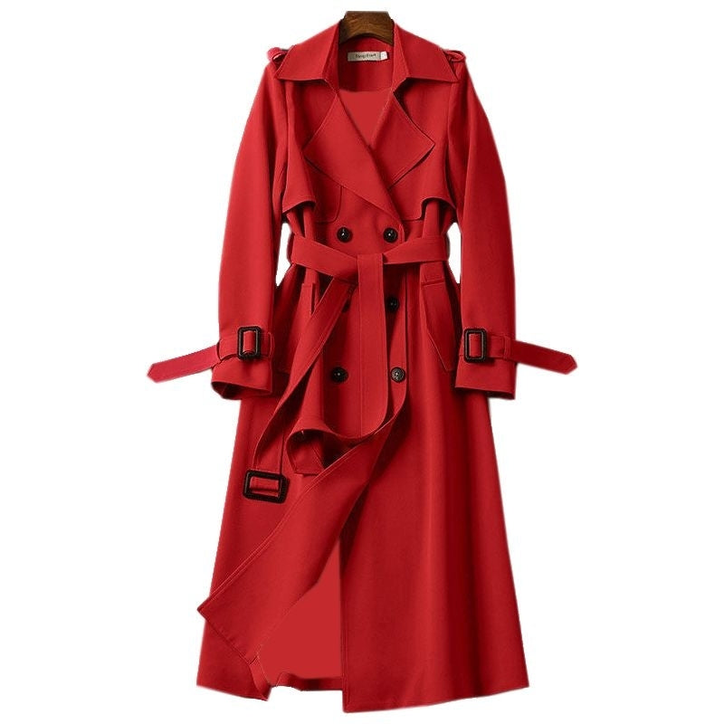 Mujer Gabardina Larga | Doble Botonadura & Forro Estampado | Invierno