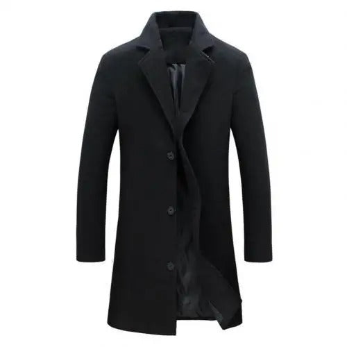 Hombre Abrigo Largo de Invierno | Abotonadura Simple & Solapas de Muesca | Otoño e Invierno