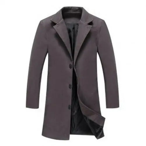 Hombre Abrigo Largo de Invierno | Abotonadura Simple & Solapas de Muesca | Otoño e Invierno