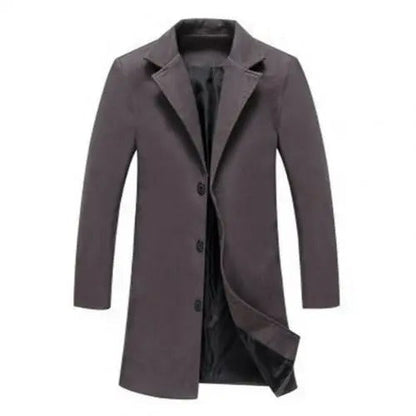 Hombre Abrigo Largo de Invierno | Abotonadura Simple & Solapas de Muesca | Otoño e Invierno