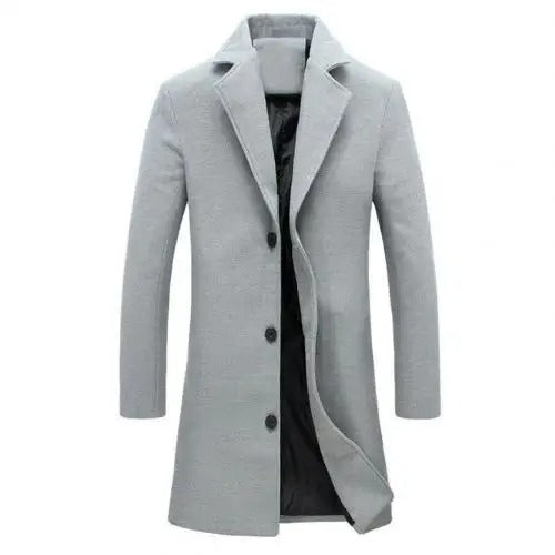 Hombre Abrigo Largo de Invierno | Abotonadura Simple & Solapas de Muesca | Otoño e Invierno