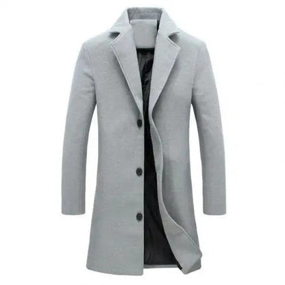 Hombre Abrigo Largo de Invierno | Abotonadura Simple & Solapas de Muesca | Otoño e Invierno