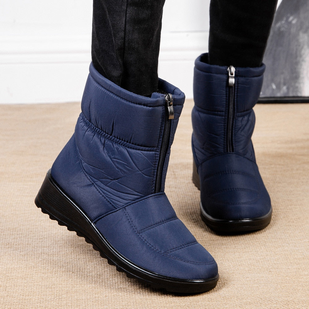 Mujer Botas de Nieve de Media Caña | Impermeables & Cierre de Cremallera Lateral | Otoño e Invierno