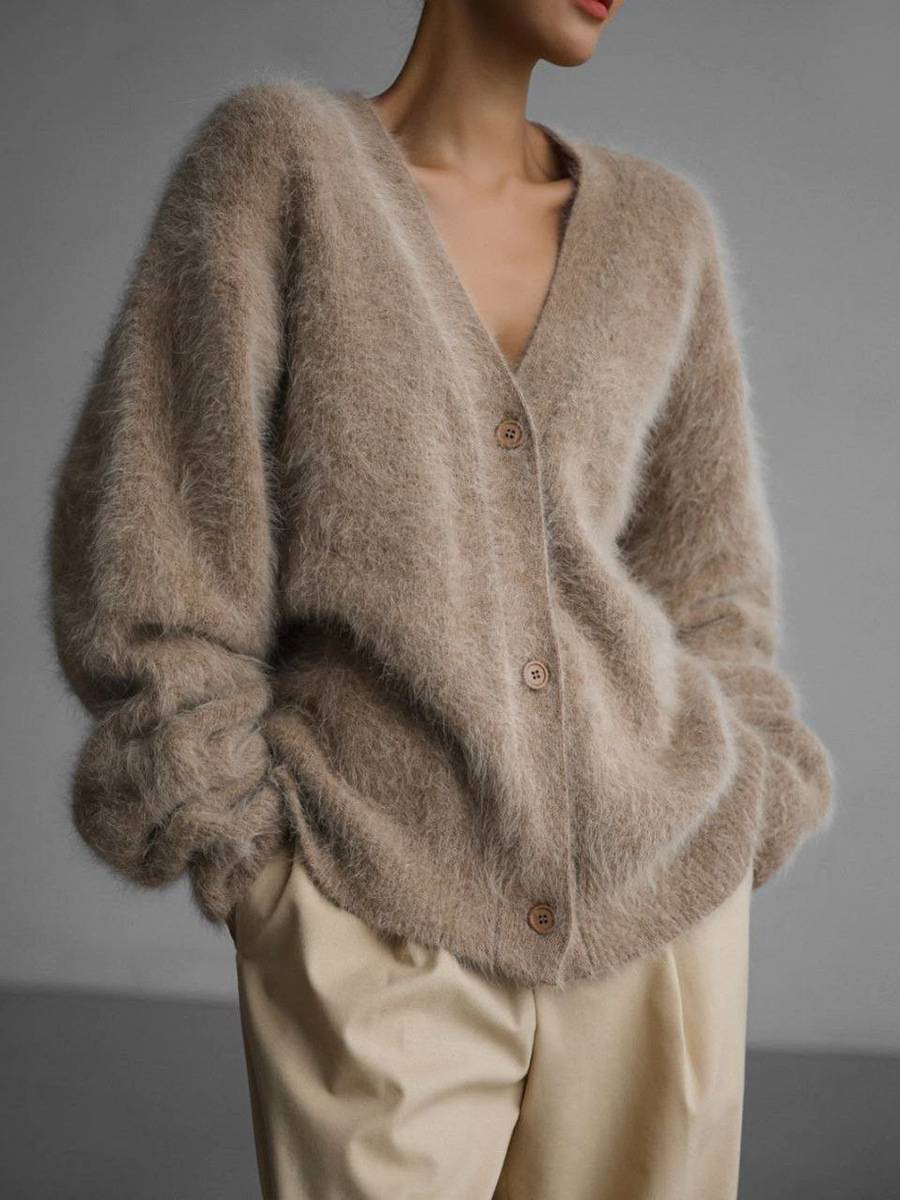 Mujer Cárdigan Oversize | Cierre de Botones & Corte Holgado | Uso Diario